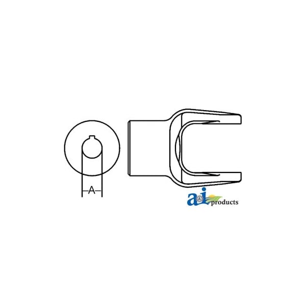 Implement Yoke, Round Bore 1 1/8" w/ 1/4" Keyway & Tapped Hole 5" x3.5" x2.5"